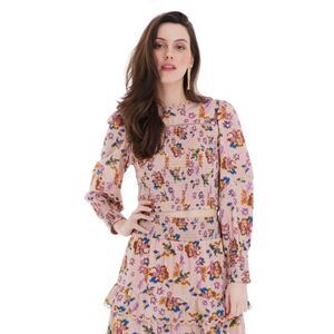 Allison New York Georgina Blouse Cotton Cropped Blush Floral Size Medium $173